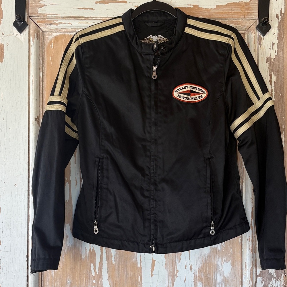 Harley-Davidson Black Leather Jacket with Gray Fur Trim